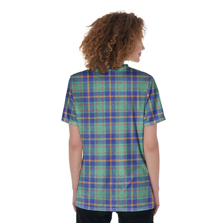 US Marine Tartan Plaid V-Neck String Short Sleeve Shirt