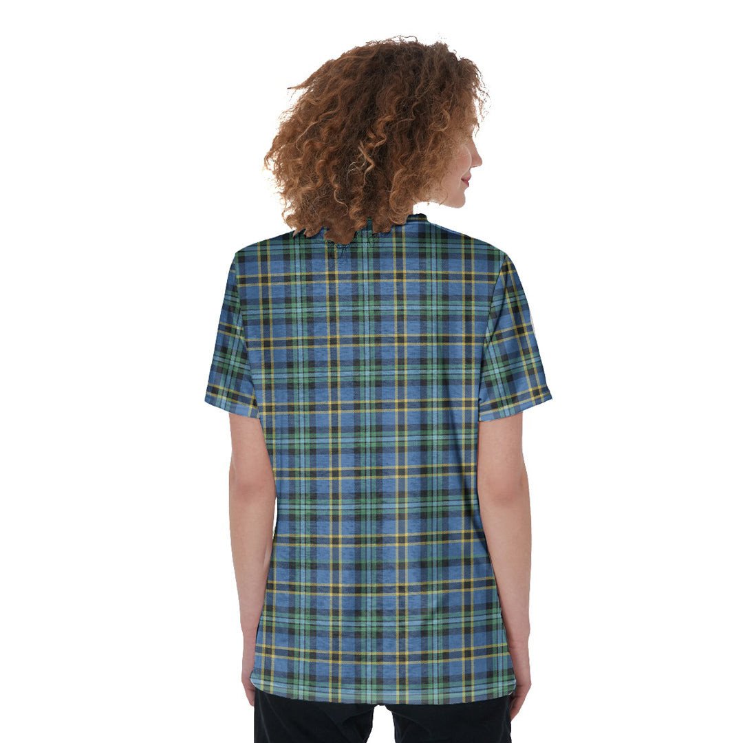 Weir Ancient Tartan Plaid V-Neck String Short Sleeve Shirt