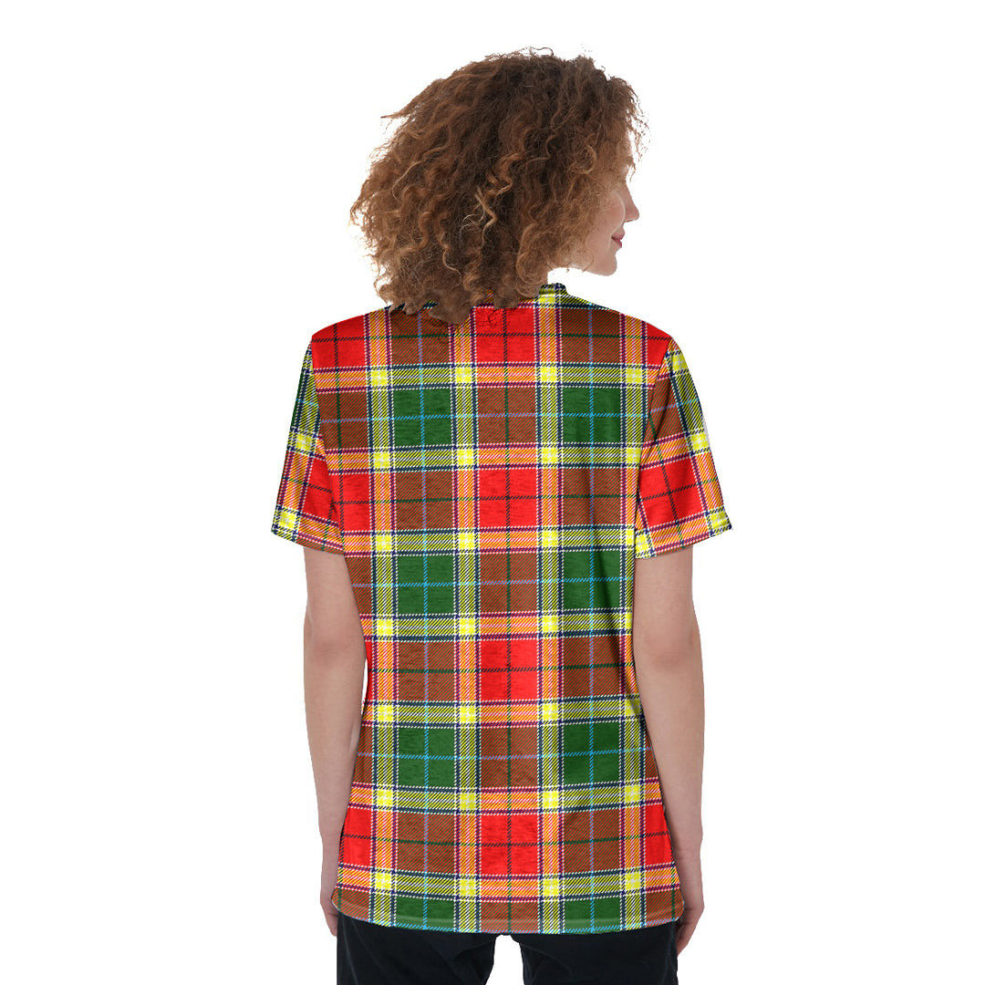 Gibbs Tartan Plaid V-Neck String Short Sleeve Shirt