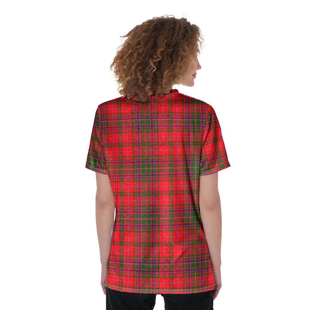 MacDougall Modern Tartan Plaid V-Neck String Short Sleeve Shirt