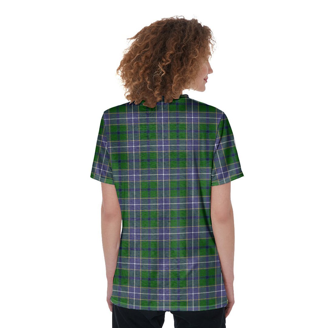 Wishart Hunting Modern Tartan Plaid V-Neck String Short Sleeve Shirt