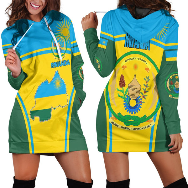 Rwanda Active Flag Hoodie Dress