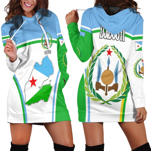 Djibouti Active Flag Hoodie Dress