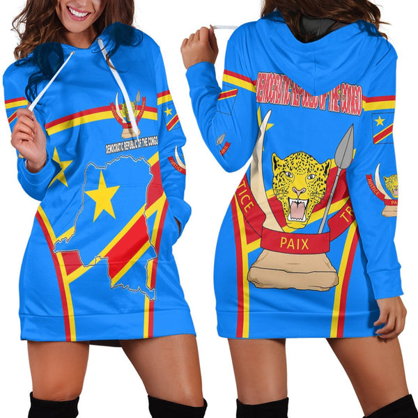 Democratic Republic of the Congo Active Flag Hoodie Dress