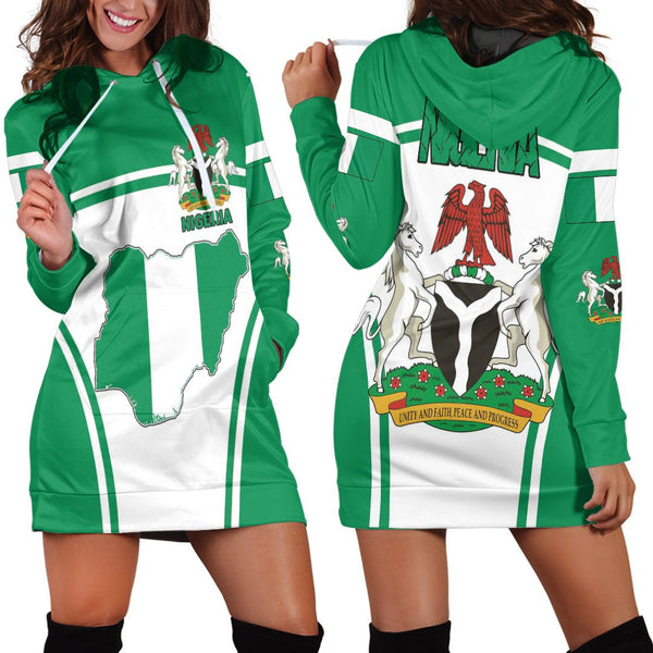 Nigeria Active Flag Hoodie Dress