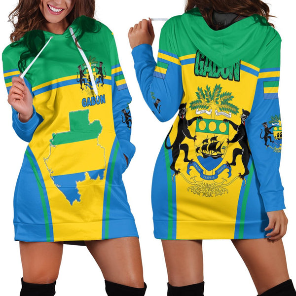 Gabon Active Flag Hoodie Dress