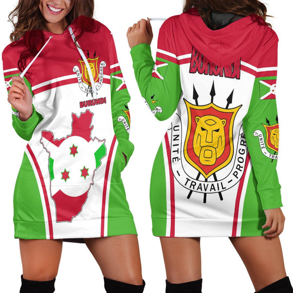 Burundi Active Flag Hoodie Dress