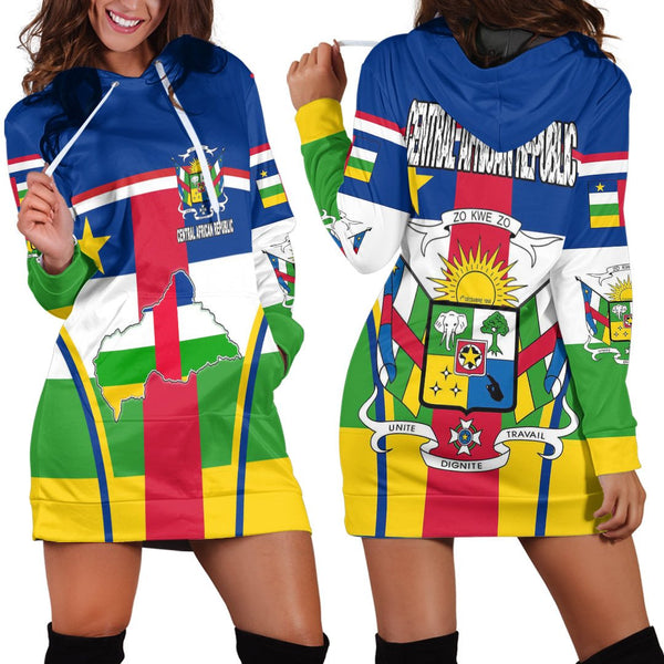 Central African Republic Active Flag Hoodie Dress