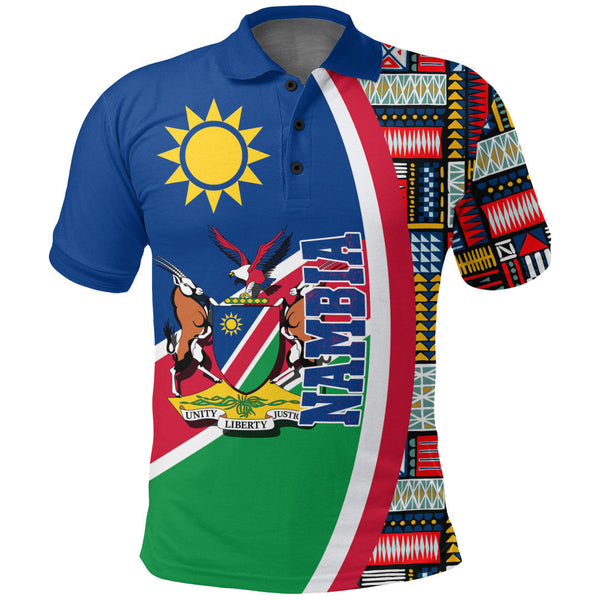 Namibia Flag and Kente Pattern Polo Shirt