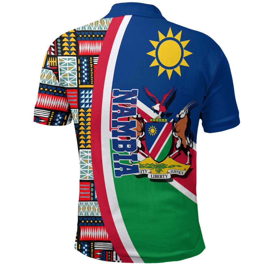 Namibia Flag and Kente Pattern Polo Shirt