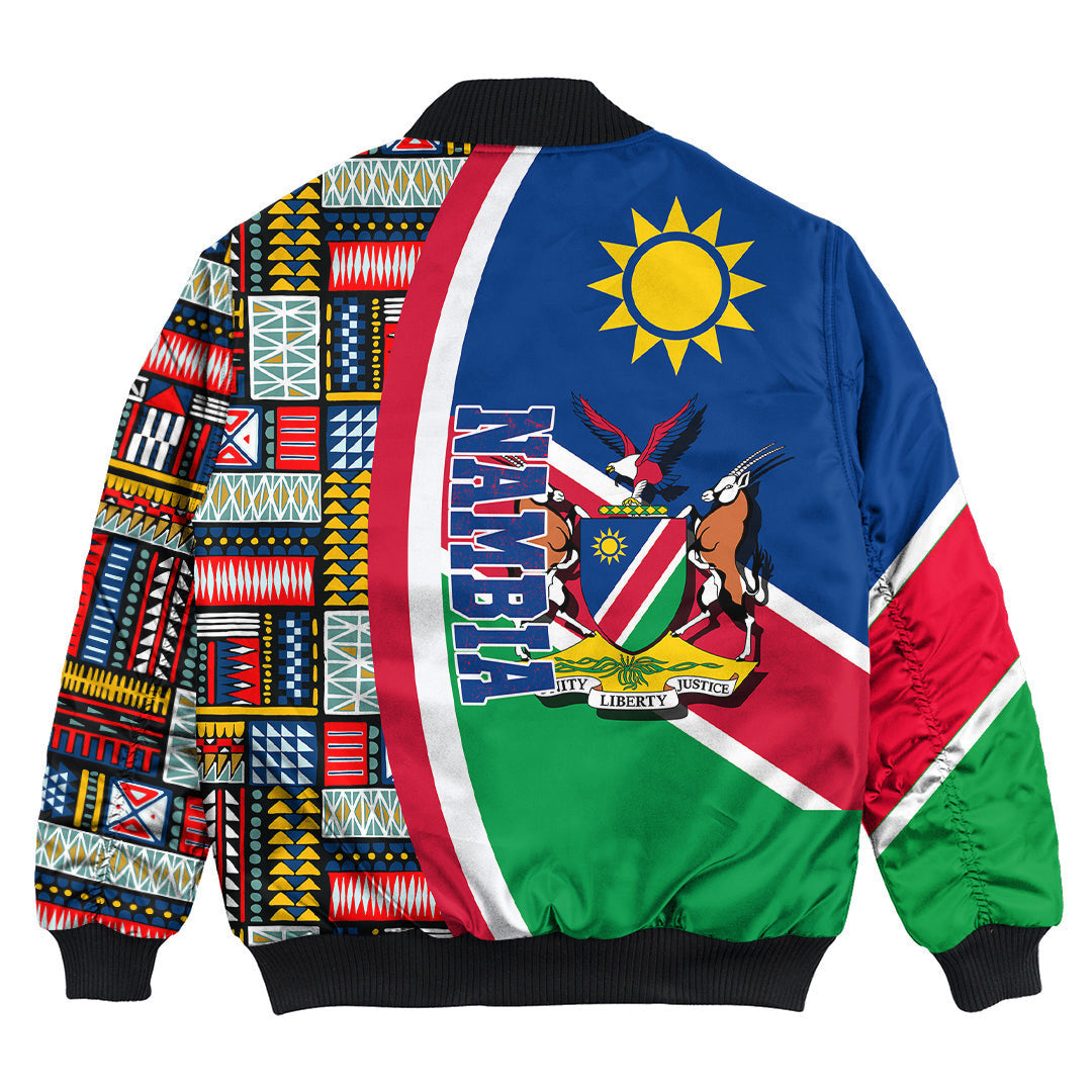 Namibia Flag and Kente Pattern Special Bomber Jacket