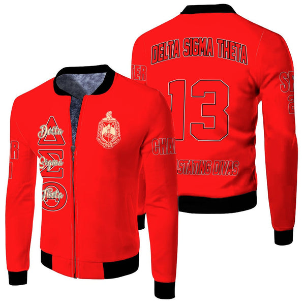 (Custom) Sorority Jacket- Delta Sigma Theta (Red) Fleece Winter Jacket