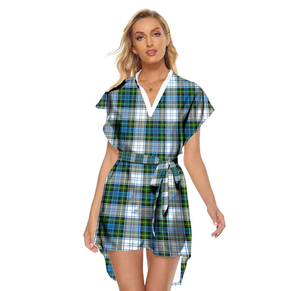 Campbell Dress Tartan Plaid Stand-up Collar Casual Dress With Belt