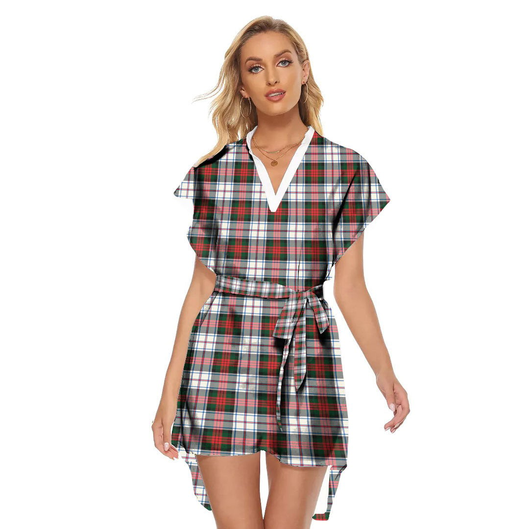 MacDuff Dress Modern Tartan Plaid Stand-up Collar Casual Dress With Belt