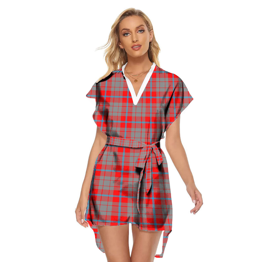 Moubray Tartan Plaid Stand-up Collar Casual Dress With Belt