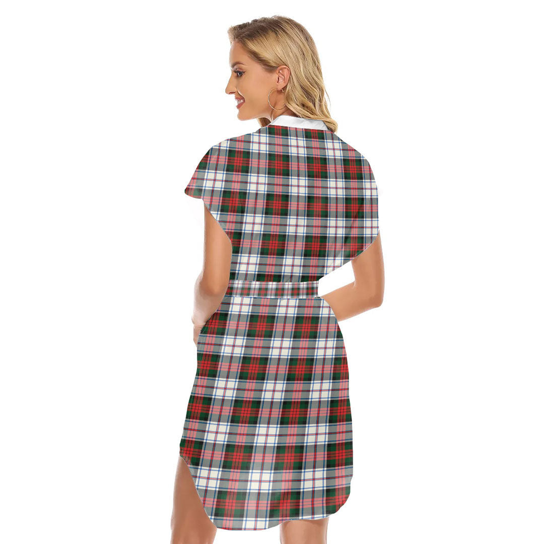 MacDuff Dress Modern Tartan Plaid Stand-up Collar Casual Dress With Belt