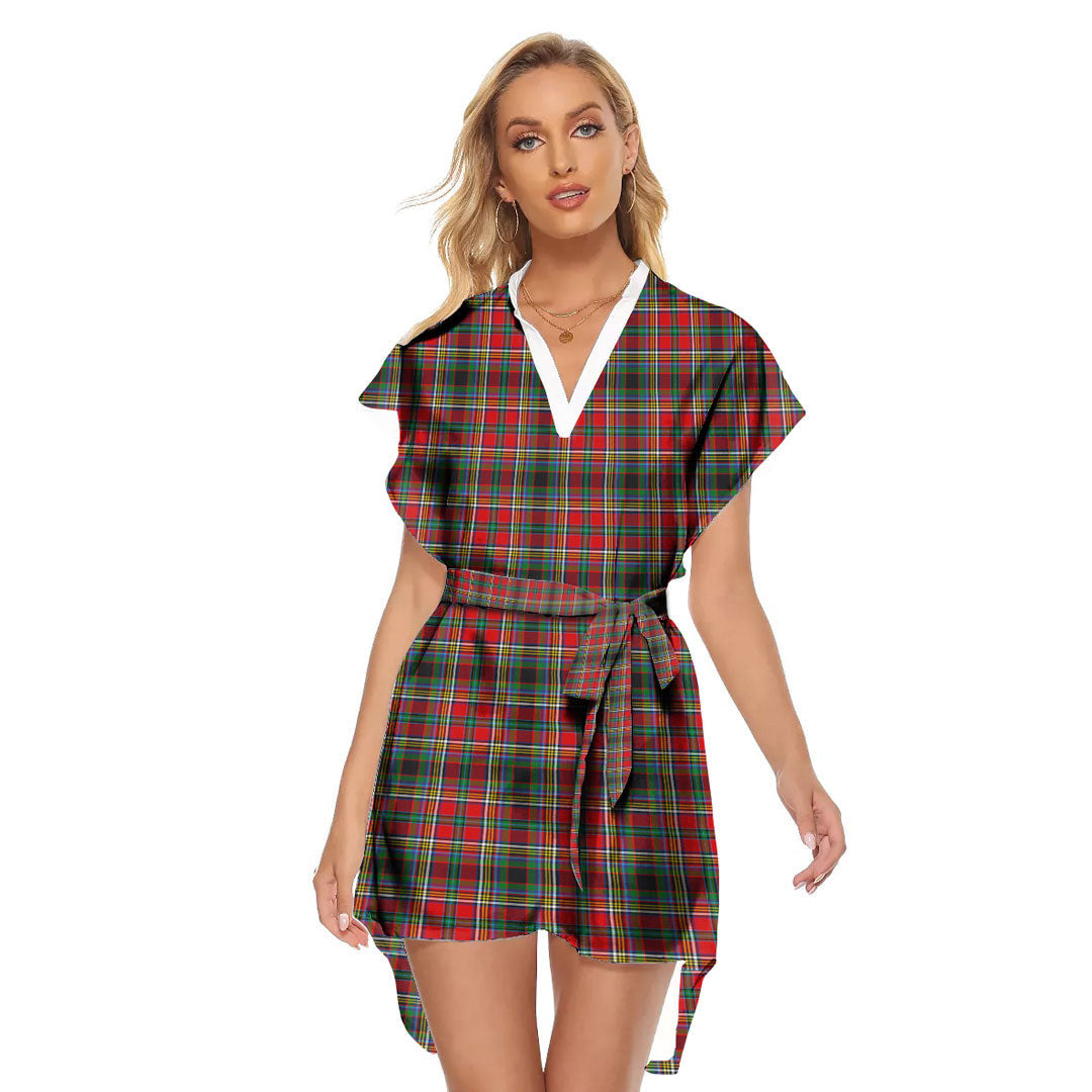 Anderson of Arbrake Tartan Plaid Stand-up Collar Casual Dress With Belt