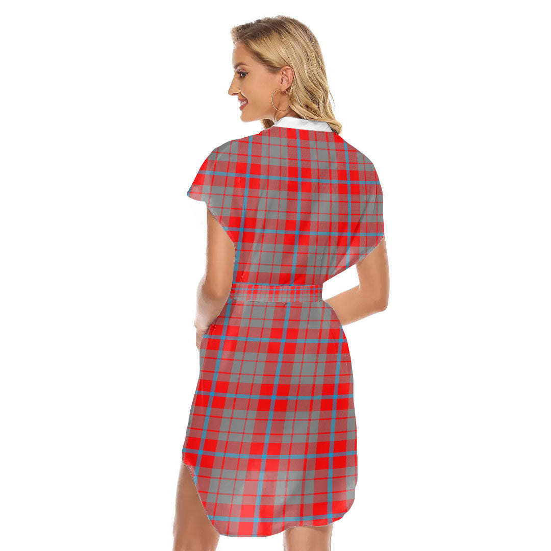 Moubray Tartan Plaid Stand-up Collar Casual Dress With Belt