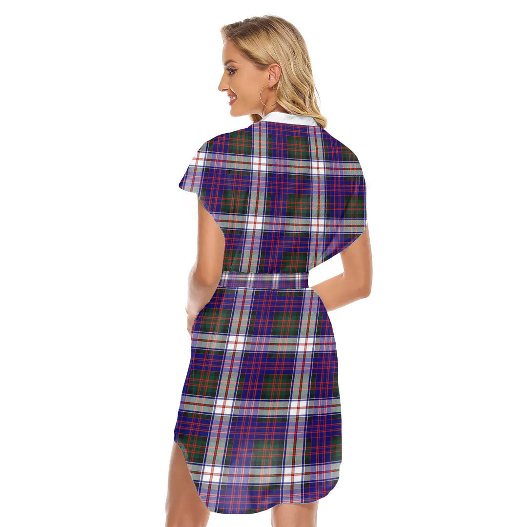 MacDonald Dress Modern Tartan Plaid Stand-up Collar Casual Dress With Belt