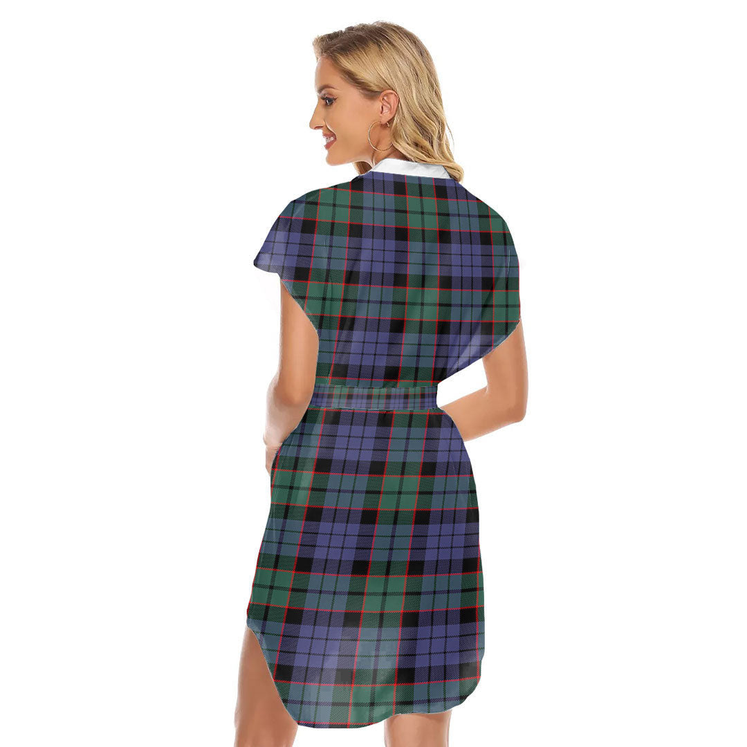 Fletcher Modern Tartan Plaid Stand-up Collar Casual Dress With Belt