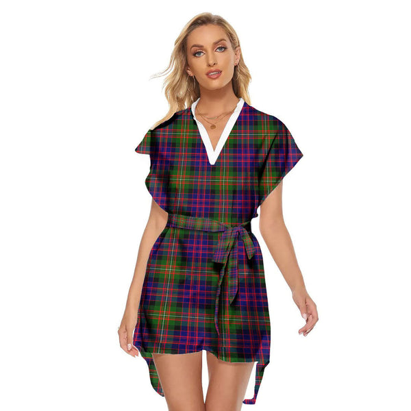 MacDonnell of Glengarry Modern Tartan Plaid Stand-up Collar Casual Dress With Belt