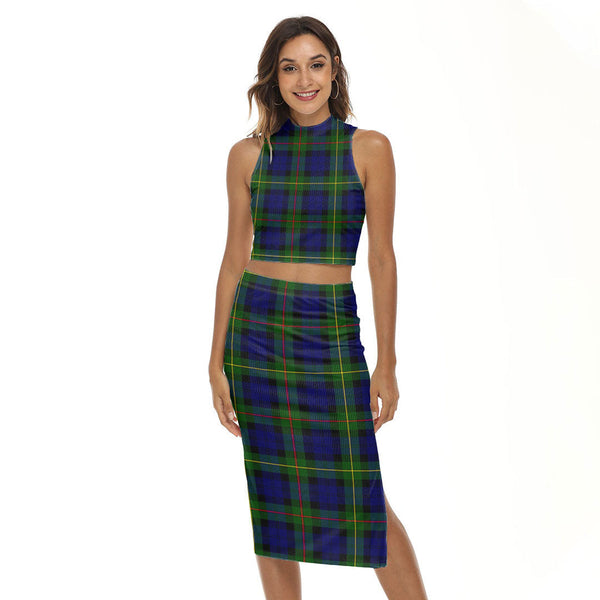 MacEwen Modern Tartan Plaid Tank Top & Split High Skirt Set