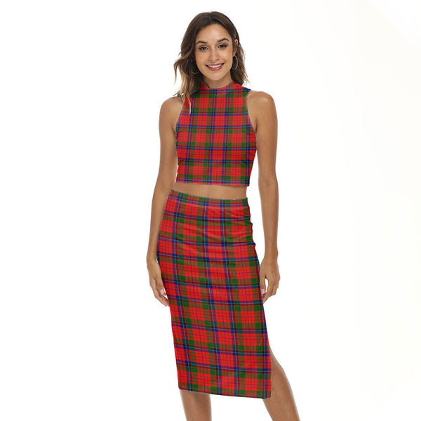 Nicolson Modern Tartan Plaid Tank Top & Split High Skirt Set