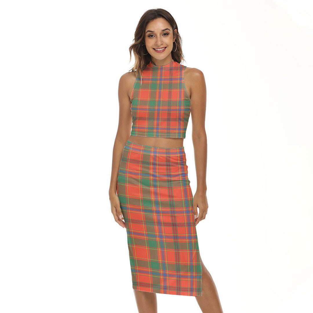 Munro Ancient Tartan Plaid Tank Top & Split High Skirt Set