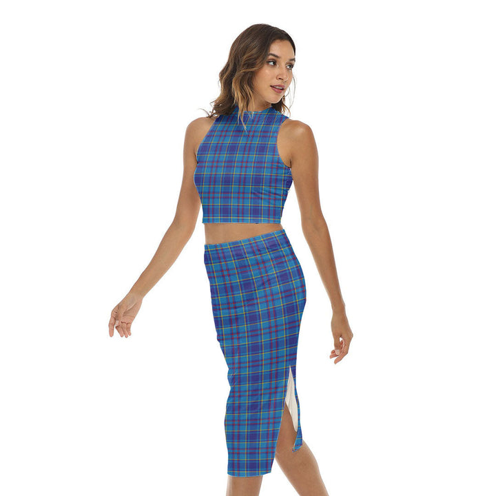 Mercer Modern Tartan Plaid Tank Top & Split High Skirt Set