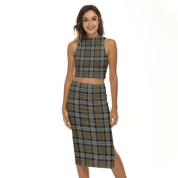 Graham of Menteith Weathered Tartan Plaid Tank Top & Split High Skirt Set