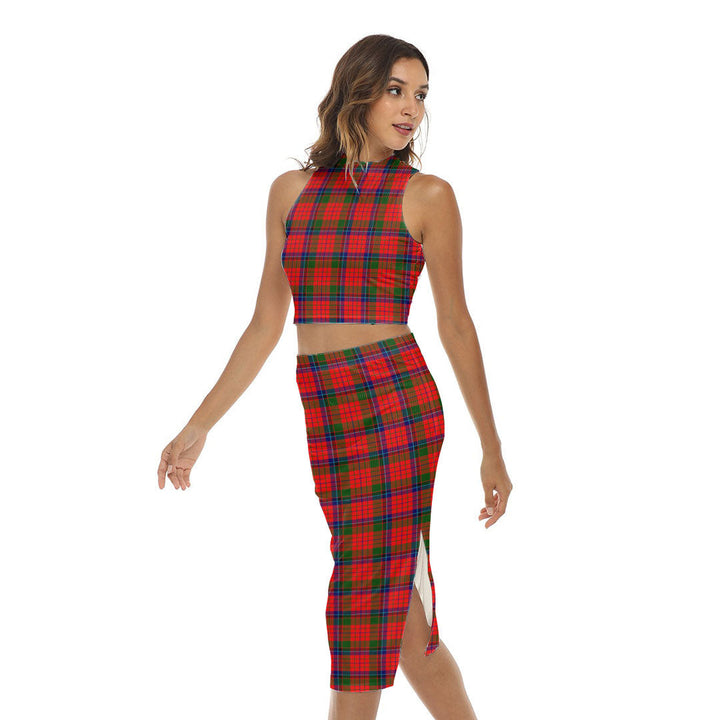 Nicolson Modern Tartan Plaid Tank Top & Split High Skirt Set
