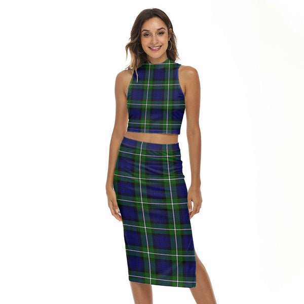 Forbes Modern Tartan Plaid Tank Top & Split High Skirt Set