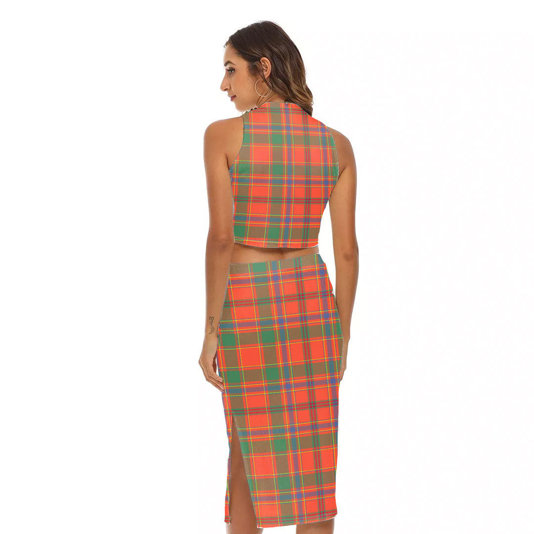 Munro Ancient Tartan Plaid Tank Top & Split High Skirt Set