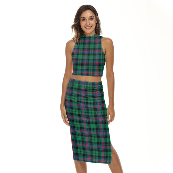 Urquhart Broad Red Ancient Tartan Plaid Tank Top & Split High Skirt Set