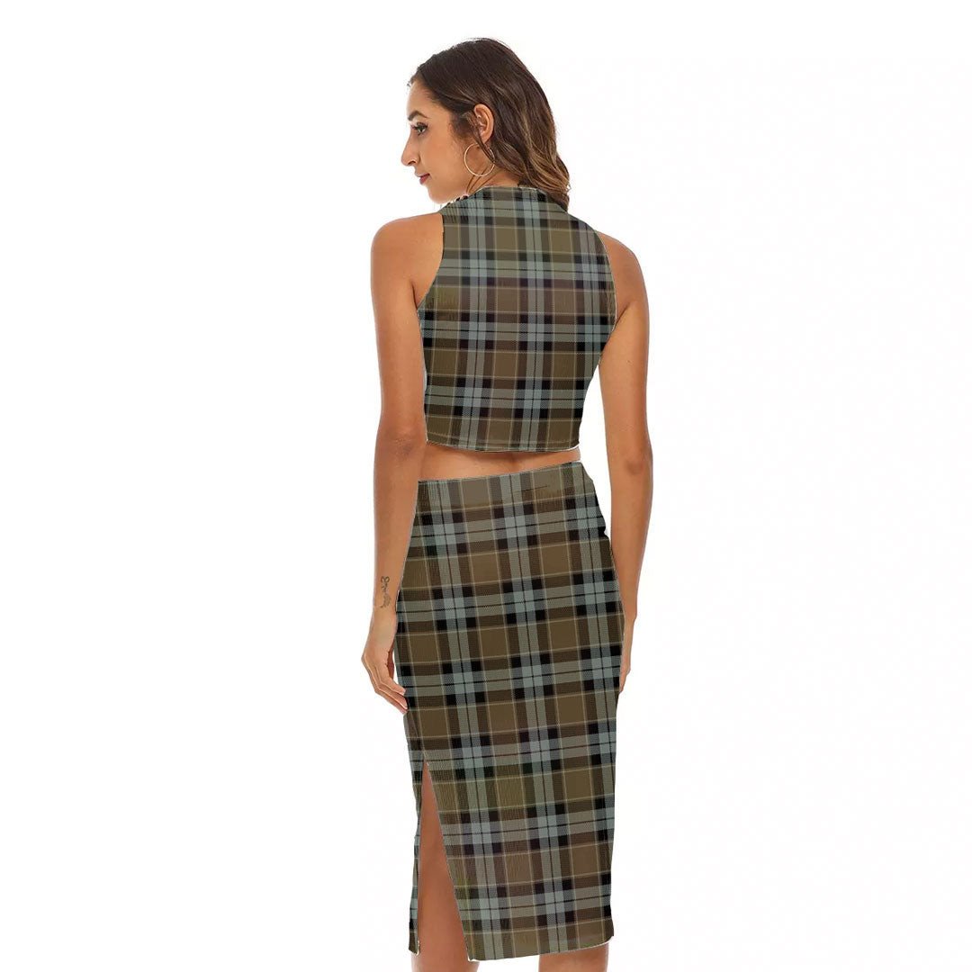 Graham of Menteith Weathered Tartan Plaid Tank Top & Split High Skirt Set