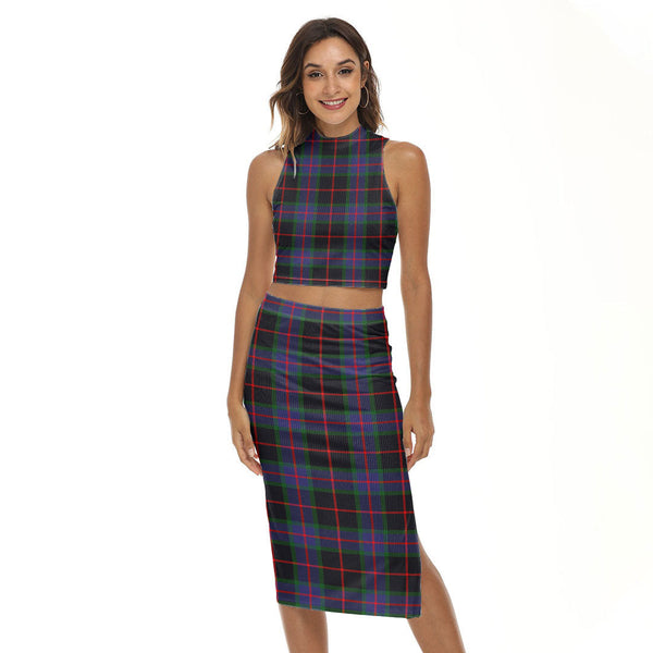 Nairn Tartan Plaid Tank Top & Split High Skirt Set