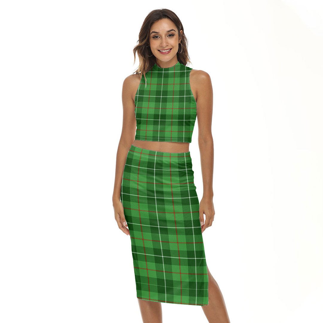 Galloway District Tartan Plaid Tank Top & Split High Skirt Set