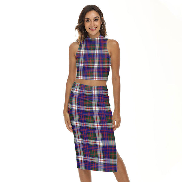MacDonald Dress Modern Tartan Plaid Tank Top & Split High Skirt Set