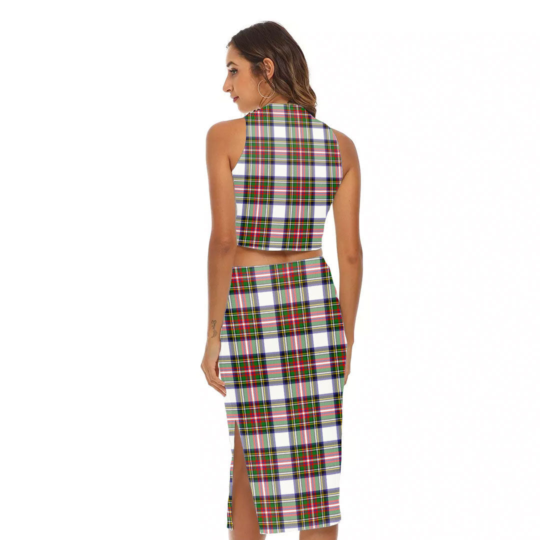 Stewart Dress Modern Tartan Plaid Tank Top & Split High Skirt Set