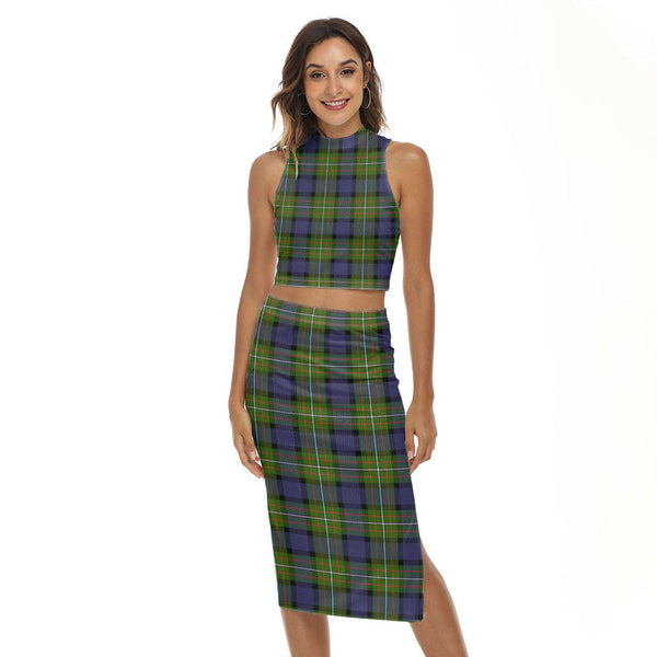 Fergusson Modern Tartan Plaid Tank Top & Split High Skirt Set