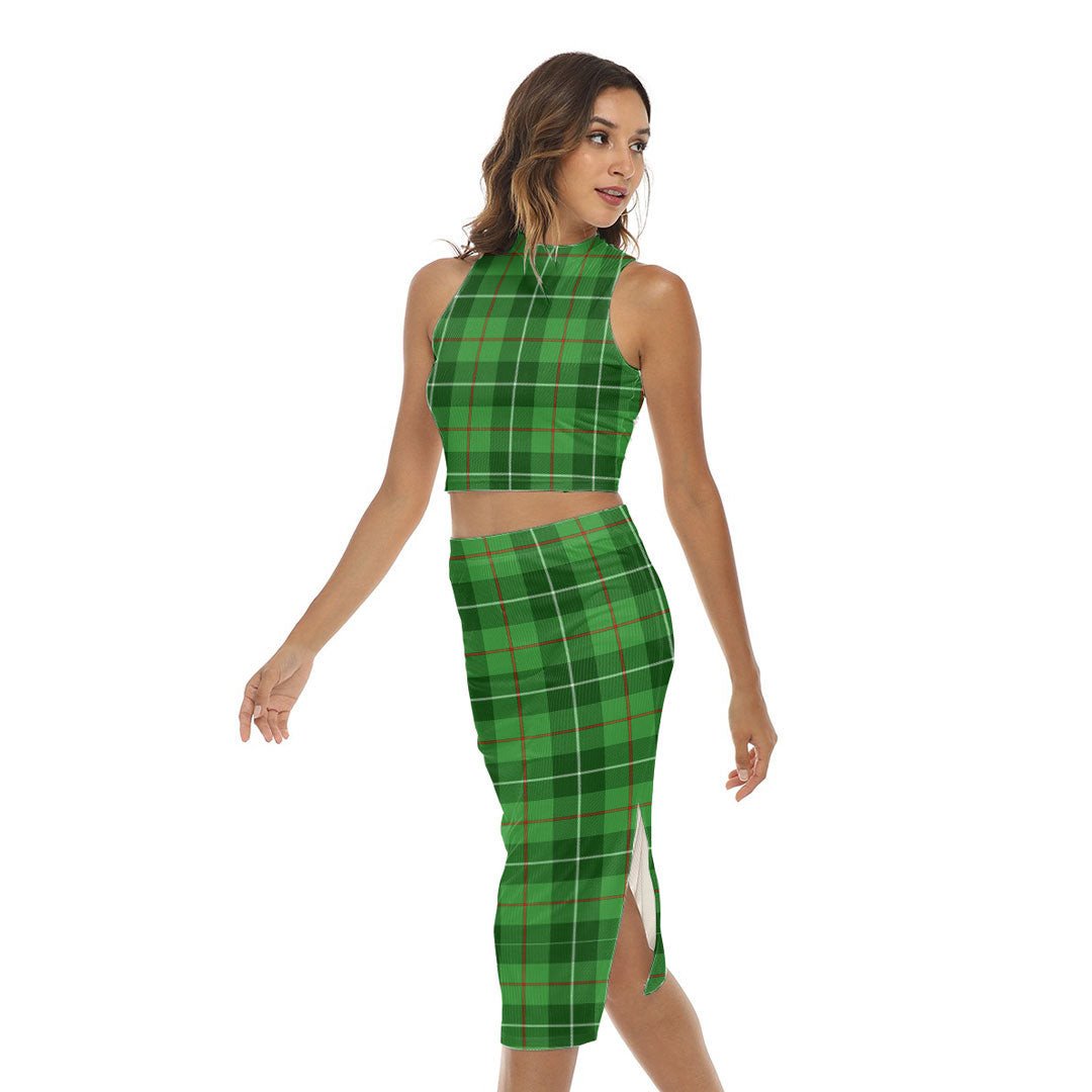 Galloway District Tartan Plaid Tank Top & Split High Skirt Set