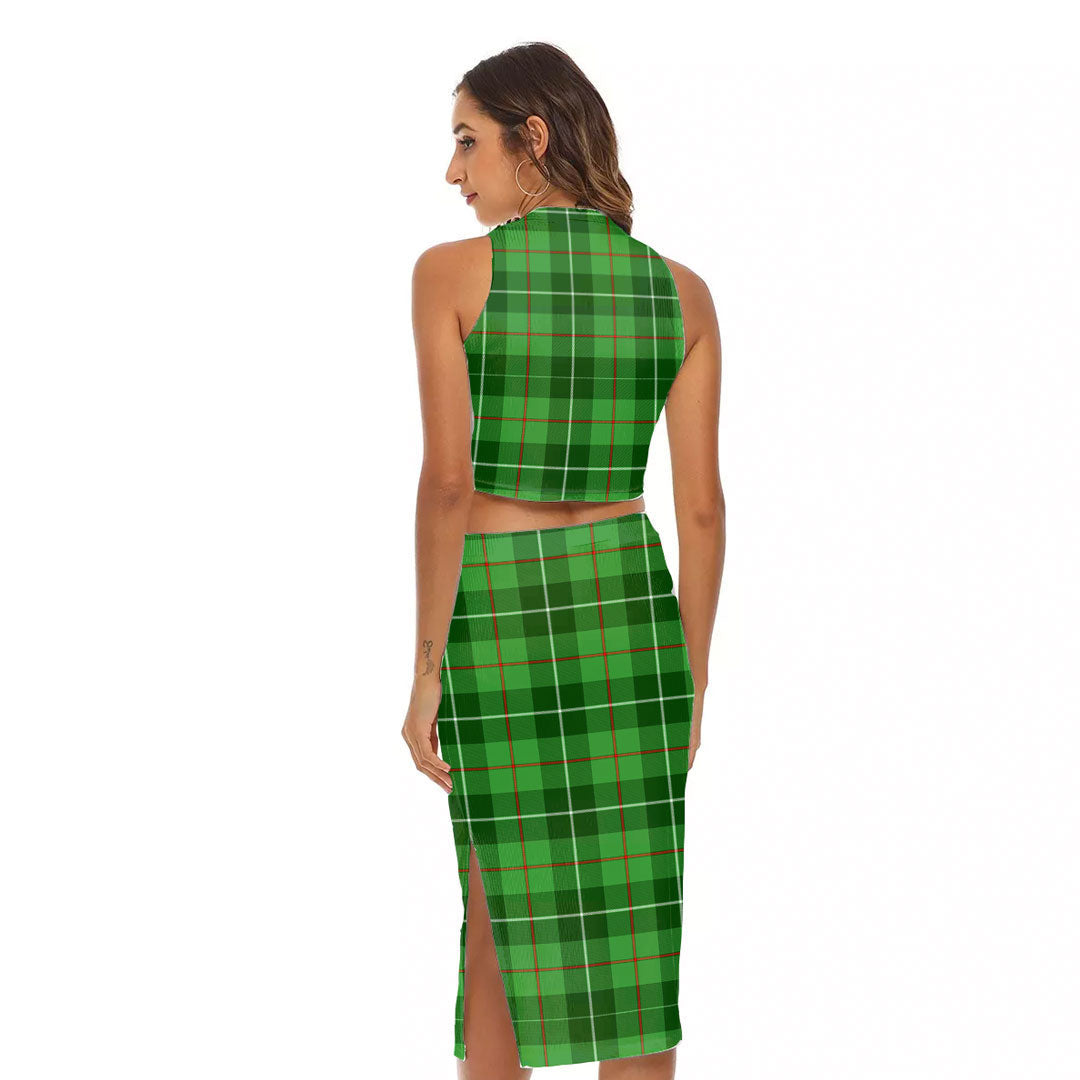 Galloway District Tartan Plaid Tank Top & Split High Skirt Set