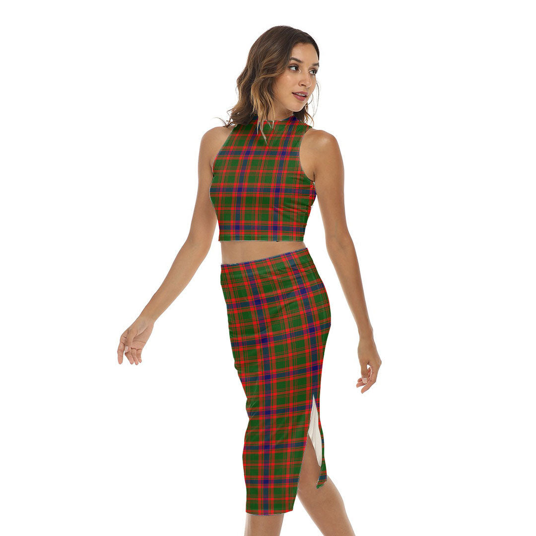 Nithsdale District Tartan Plaid Tank Top & Split High Skirt Set