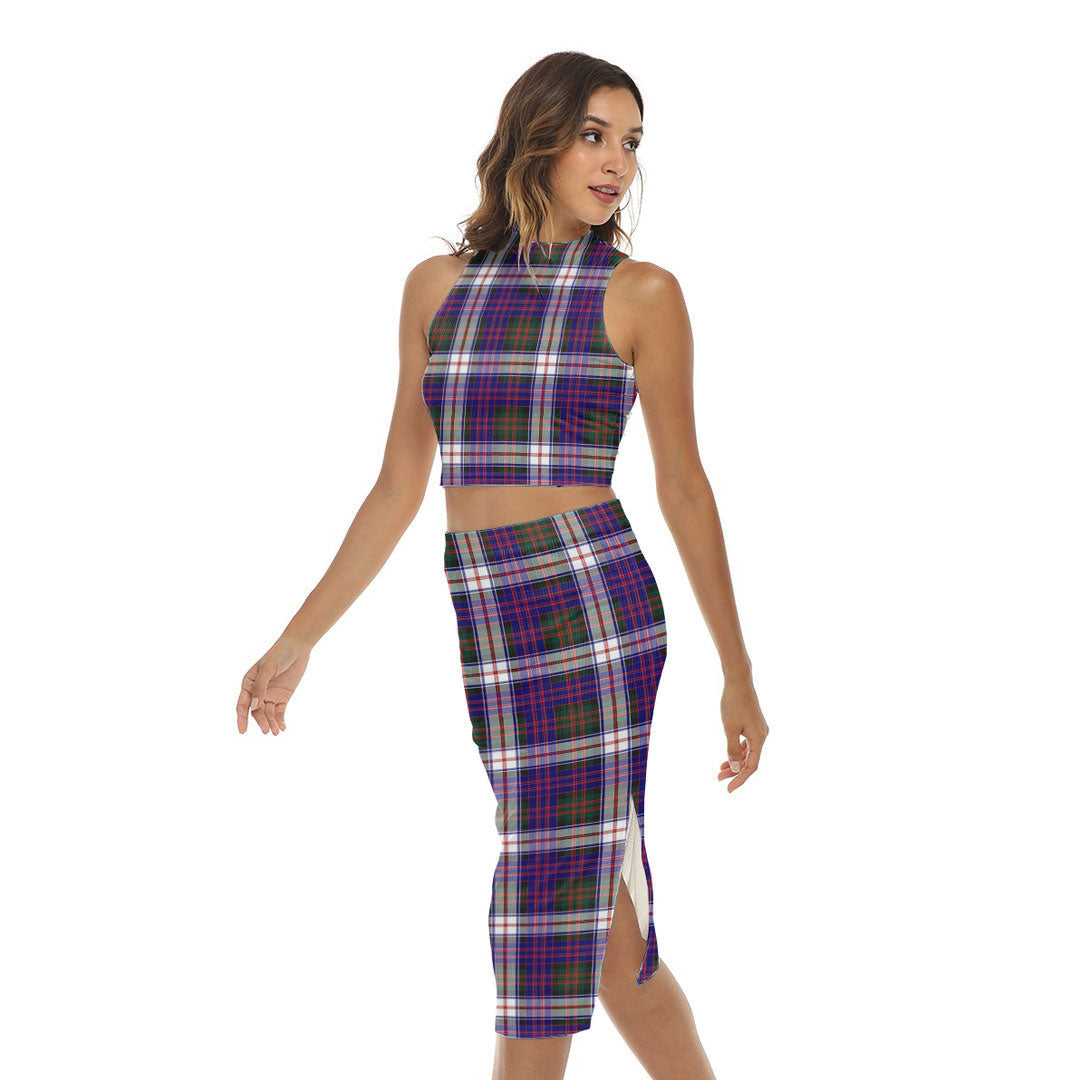 MacDonald Dress Modern Tartan Plaid Tank Top & Split High Skirt Set