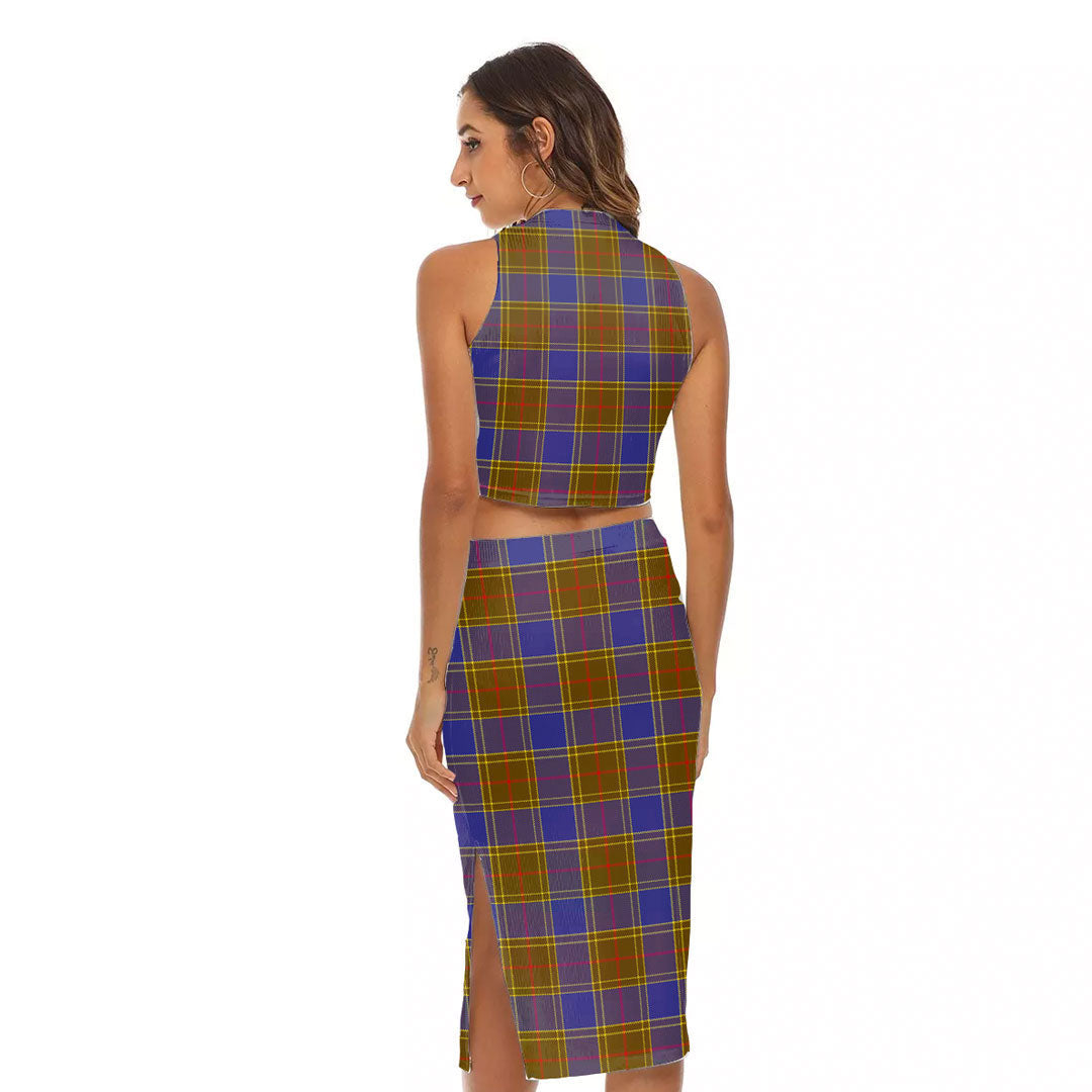 Balfour Modern Tartan Plaid Tank Top & Split High Skirt Set