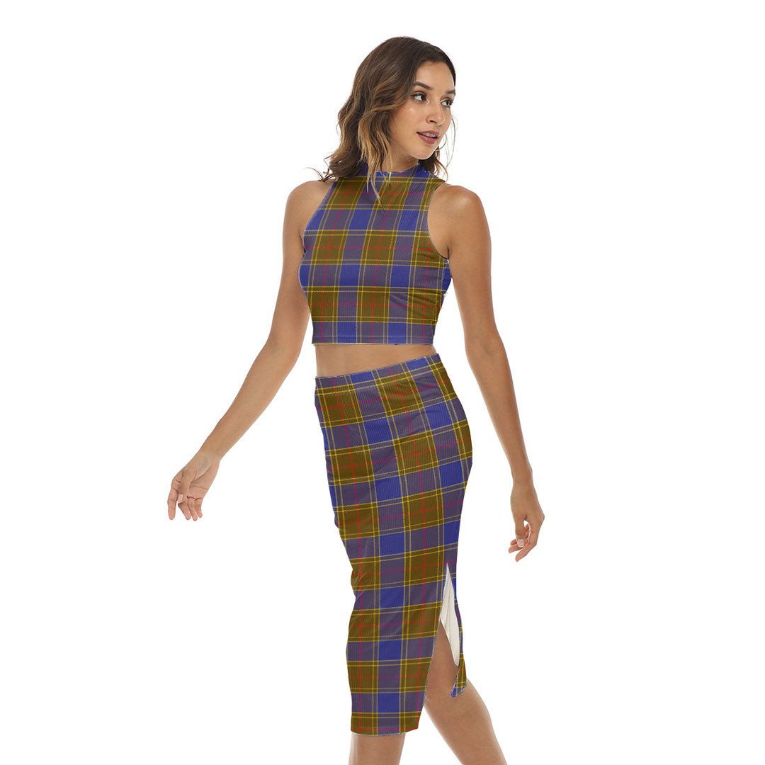 Balfour Modern Tartan Plaid Tank Top & Split High Skirt Set