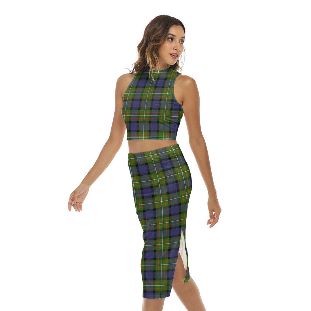 Fergusson Modern Tartan Plaid Tank Top & Split High Skirt Set