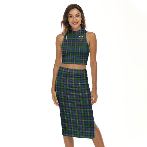 MacKenzie Modern Tartan Crest Tank Top & Split High Skirt Set