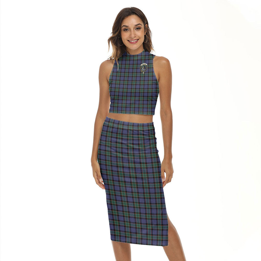 Fletcher Modern Tartan Crest Tank Top & Split High Skirt Set