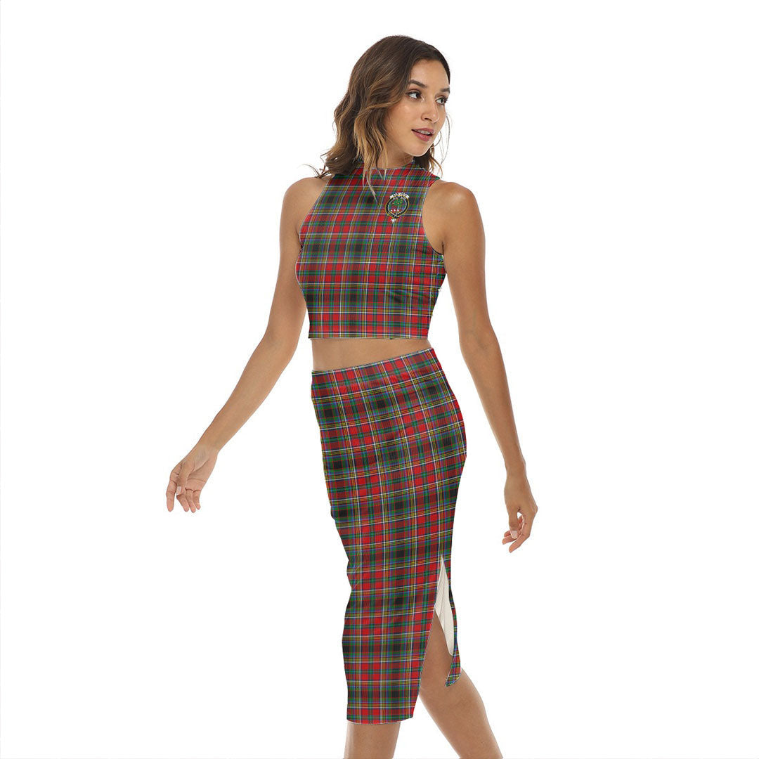 Anderson of Arbrake Tartan Crest Tank Top & Split High Skirt Set